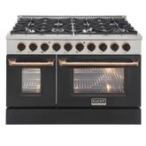 Kucht Professional 48" Dual Fuel Range – KDF482-K Customized with Gold or Rose Gold Accent Knobs (Matte Black Body)