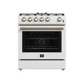 Forno Leonardo Espresso 30-Inch White Gas Range, 5 Burners, 39,500 BTU, 5 cu.ft Convection Oven