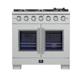 Forno Capriasca 36-Inch Freestanding French Door Gas Range, 6 Burners, Convection Oven, Energy Efficient