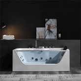 Empava 67" Alcove Whirlpool LED Bathtub with Center Drain EMPV-67JT408LED