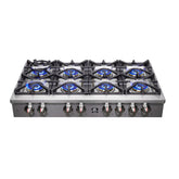 Forno Spezia Alta Qualita 48-Inch Pro-Style Gas Rangetop, Stainless Steel, 8 Sealed Burners, Continuous Cast Iron Grates, High Heat Output