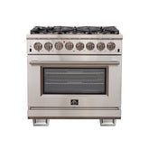Forno Capriasca 36-Inch Freestanding Dual Fuel Range, 6 Burners, True Convection Oven