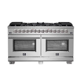 Forno Capriasca 60-Inch Freestanding Dual Fuel Range, 10 Burners, True Convection Oven