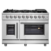 Forno Massimo 48-Inch Freestanding French Door Gas Range, 8 Burners, Convection Oven, Energy Efficient