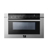 Forno Capoliveri 24-Inch Microwave Drawer, Stainless Steel, 1.2 cu.ft, 1500 Watts, Built-In, Touch Control LCD Display, Auto-Touch Open/Close, 11 Power Levels, Sensor Cooking