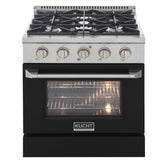 Kucht Professional 30" 4.2 cu ft. Natural Gas Range in Black with Silver Accents, KNG301-K