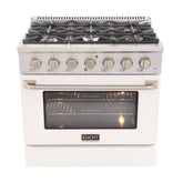 Kucht Professional 36" Gas Range – White with Premium Metallic Accents