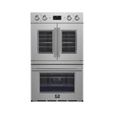 Forno Gallico 30-Inch Electric French Door Double Oven, Stainless Steel, Convection Cooking, Touch Control Panel, Self-Cleaning Function