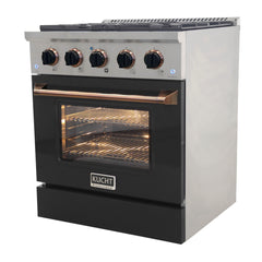 Kucht Professional 30" Gas Range – Black with Gold or Rose Gold Accents