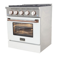 Kucht Professional 30" Gas Range – White (Gold or Rose Gold Accents)