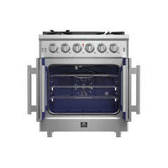Forno Massimo 30-Inch Freestanding French Door Gas Range, 4 Burners, Convection Oven, Energy Efficient