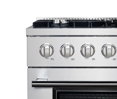 Forno Marco 36-Inch Dual Fuel Range Stainless Steel, 6 Sealed Burners - 67,000 BTU, 5.36 cu.ft. True Convection Oven