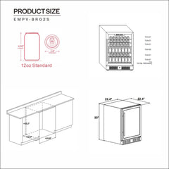 Empava 24 Inch Freestanding & Built-in Beverage Fridge BR02S