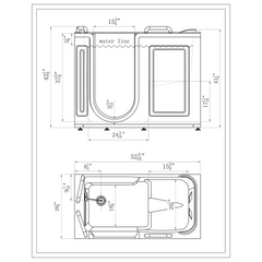 Empava 53" Freestanding Walk-in Soaking Bathtub with Left Drain EMPV-53WIT373