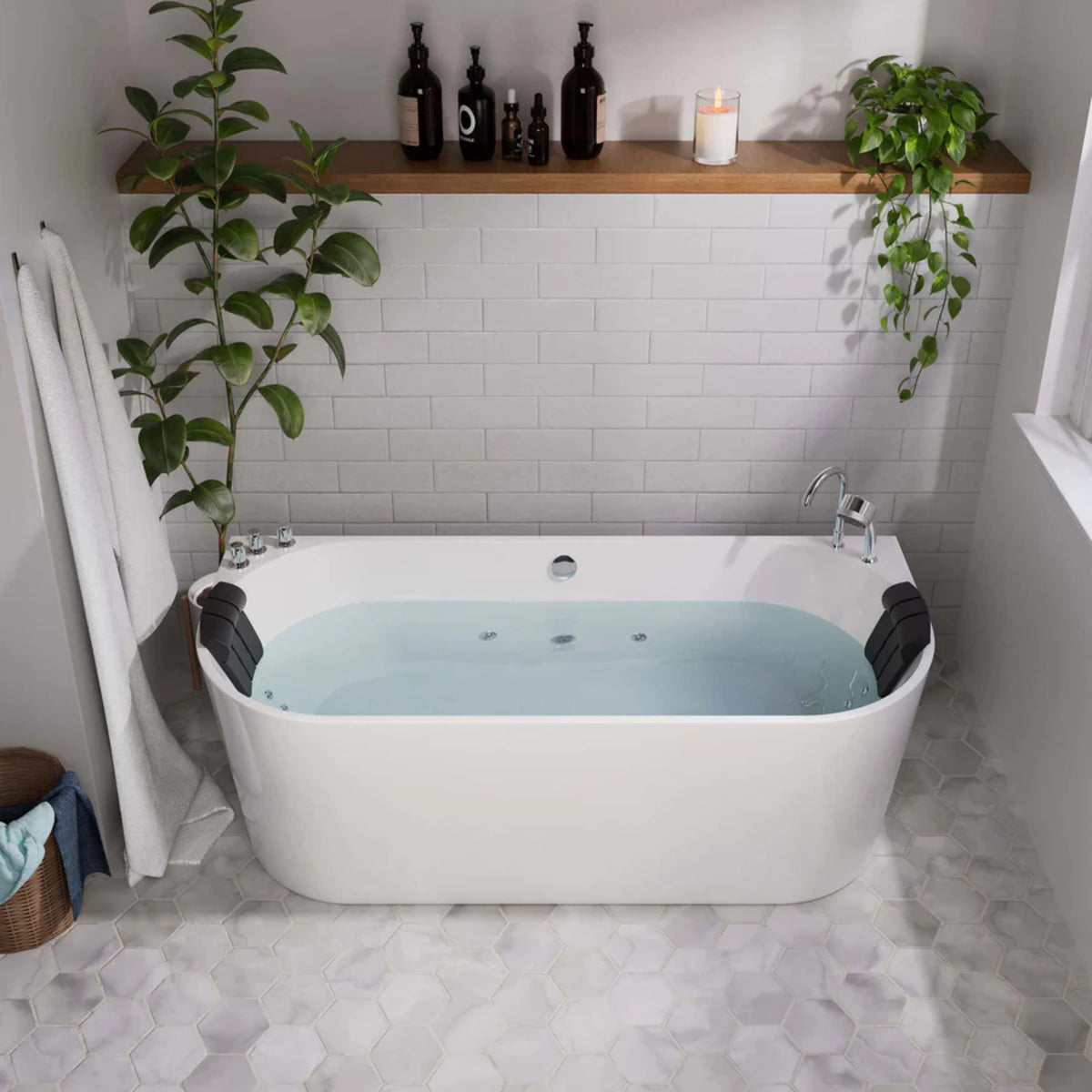 Empava 71" Freestanding Whirlpool Bathtub with Center Drain EMPV-71AIS08