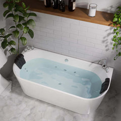 Empava 71" Freestanding Whirlpool Bathtub with Center Drain EMPV-71AIS08