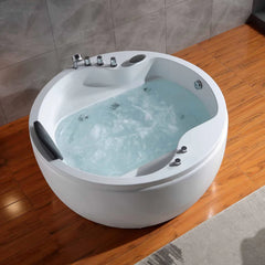 Empava 59"  Freestanding Whirlpool Round Tub with Right Drain EMPV-59JT005