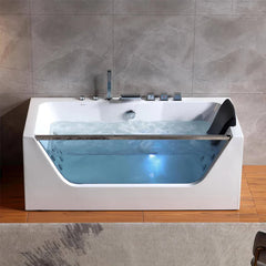 Empava 59" Alcove Whirlpool LED Bathtub with Center Drain EMPV-59JT408LED