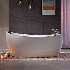 Empava 67" Freestanding Whirlpool Bathtub with Reversible Drain EMPV-67AIS02