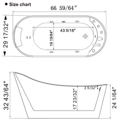 Empava 67" Freestanding Whirlpool Bathtub With Reversible Drain EMPV-67AIS09