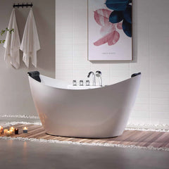 Empava 67" Freestanding Whirlpool Bathtub with Center Drain EMPV-67AIS10