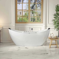 Empava 67" Freestanding Whirlpool Bathtub with Center Drain EMPV-67AIS10