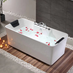 Empava 67" Freestanding Whirlpool Bathtub with Center Drain EMPV-67AIS16