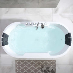 Empava 67" Freestanding Whirlpool Bathtub with Center Drain EMPV-67AIS17