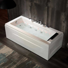 Empava 67" Alcove Combination Massage Thermostatic LED Tub with Left Drain EMPV-67JT351LED