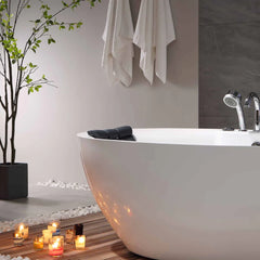 Empava 71" Freestanding Whirlpool Oval Bathtub with Center Drain EMPV-71AIS14