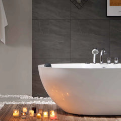 Empava 71" Freestanding Whirlpool Oval Bathtub with Center Drain EMPV-71AIS14