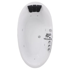 Empava 71" Freestanding Whirlpool Oval Bathtub with Center Drain EMPV-71AIS14