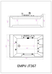 Empava 72" Alcove Whirlpool 2-Person LED Tub with Left Drain EMPV-72JT367LED