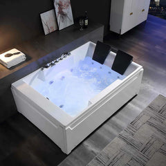 Empava 72" Alcove Whirlpool 2-Person LED Tub with Left Drain EMPV-72JT367LED