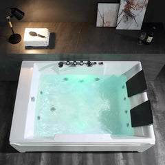 Empava 72" Alcove Whirlpool 2-Person LED Tub with Left Drain EMPV-72JT367LED