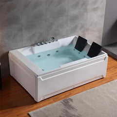 Empava 72" Alcove Whirlpool 2-Person LED Tub with Left Drain EMPV-72JT367LED