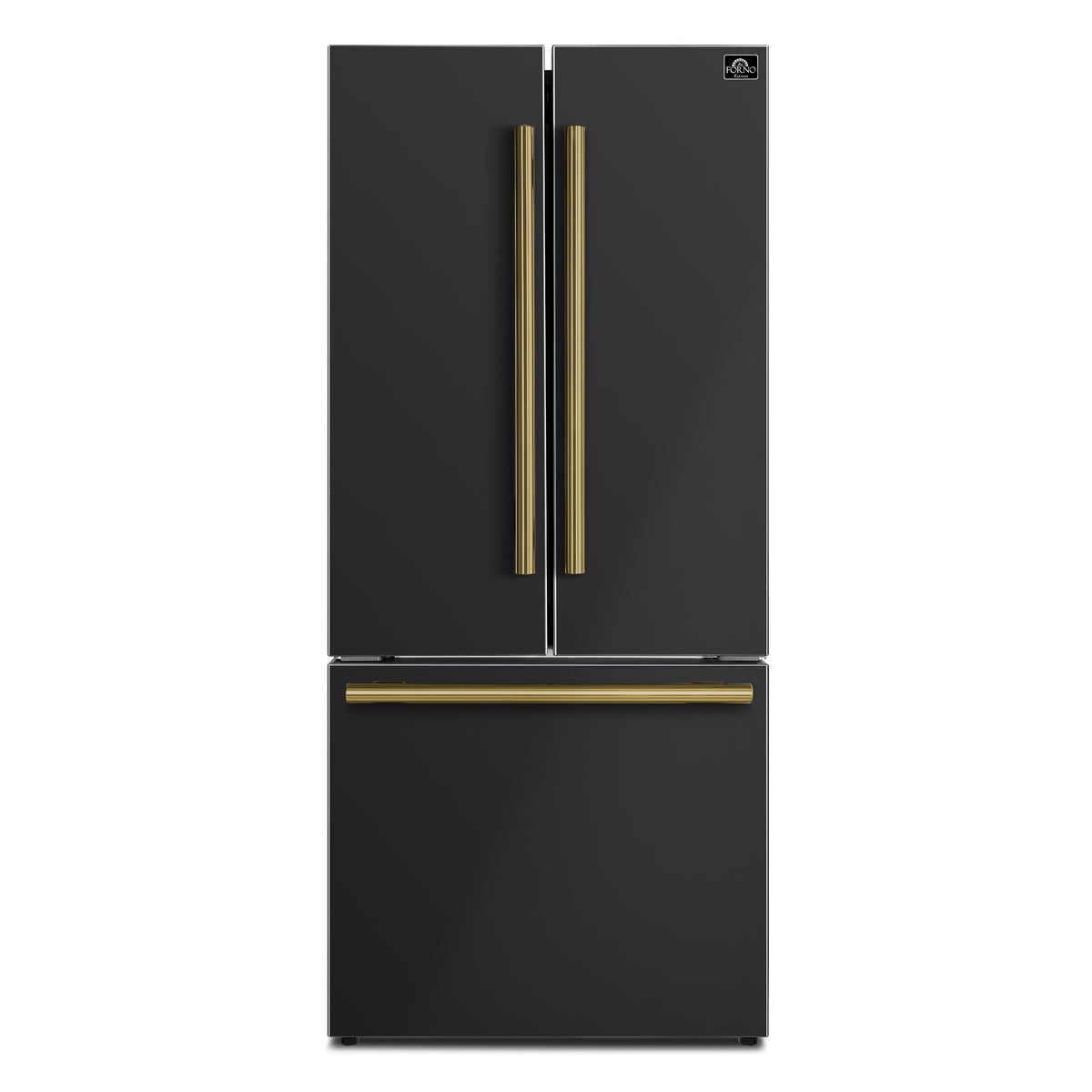 Forno Gallipoli Epsresso 30"-Wide Black French Door Refrigerator with Bottom Freezer 17.5 Cu. Ft. Capacity - No Frost with Ice Maker