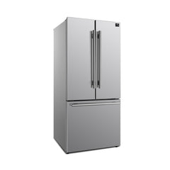 Forno Gallipoli 30" French Door Refrigerator with Bottom Freezer 17.5 cu. ft Capacity - Stainless Steel No Frost Fridge with Ice Maker