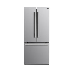 Forno Gallipoli 30" French Door Refrigerator with Bottom Freezer 17.5 cu. ft Capacity - Stainless Steel No Frost Fridge with Ice Maker