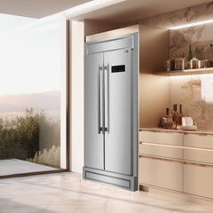 Forno Salerno 33" Built-in Stainless Steel Refrigerator 15.6 cu. ft - With Modern Decorative Grill - 37" Wide