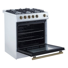 Forno Leonardo Espresso 30" White Gas Range, 5 Burners, 39 500 BTU, 5 cu.ft. Convection Oven