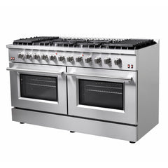 Forno Galiano 60-Inch Freestanding Gas Range, 10 Burners, Double Ovens, Griddle, Energy Efficient