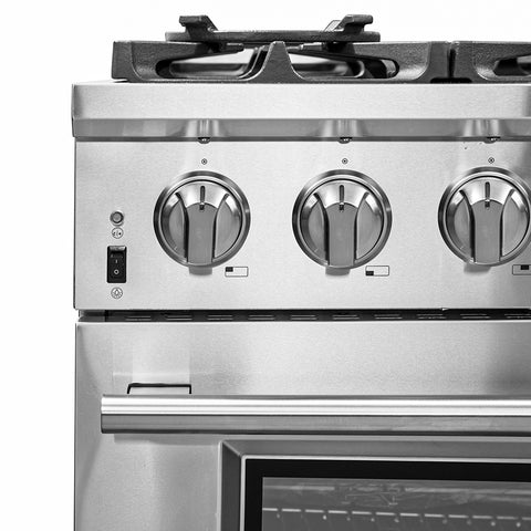 FORNO Capriasca 36-inch Gas Range Stainless Steel, 6 Brass Burners 120,000 BTU, 5.36 cu.ft. Single Oven