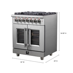 Forno Massimo 30" Freestanding French Door Dual Fuel Range