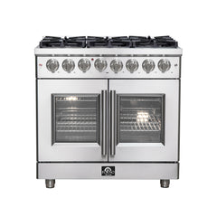 Forno Massimo 36" Freestanding French Door Dual Fuel Range