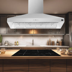 Forno Coppito 60-Inch Island Range Hood, Stainless Steel, LED Lighting, Adjustable Fan Speeds