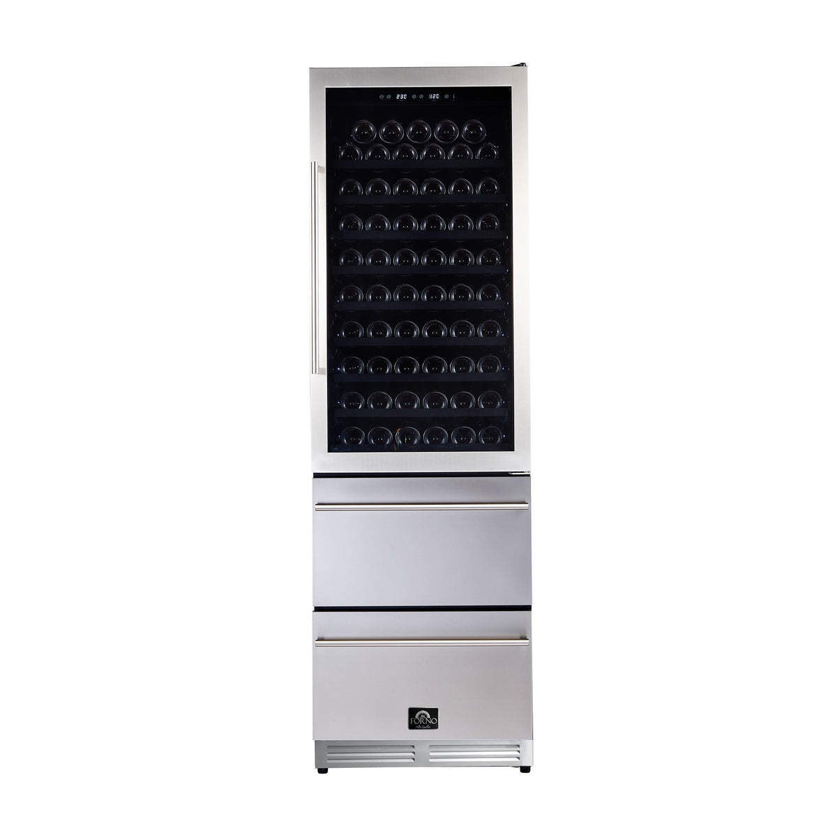 Forno Azienda 24" Dual Temperature Zone Wine Cooler with up to 108 Bottles and two refrigerated drawers