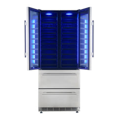 Forno Campania 32" Wine Cooler Stainless Steel, Dual Wine Zones, 2 Beverage Drawers, 17.7 cu.ft.