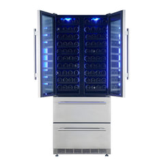 Forno Campania 32" Wine Cooler Stainless Steel, Dual Wine Zones, 2 Beverage Drawers, 17.7 cu.ft.