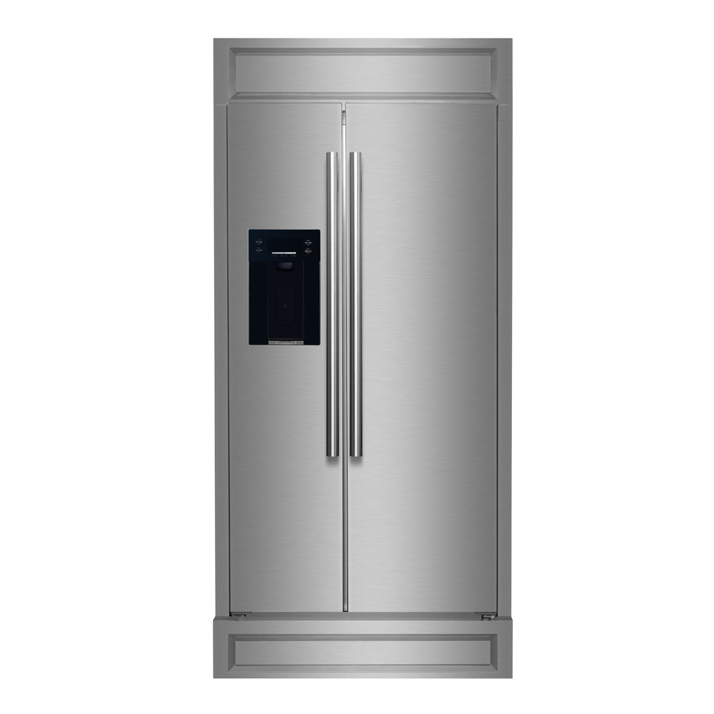 Forno Salerno 36" Built-in Stainless-Steel Refrigerator 20 cu. ft with Modern Decorative Grill - 40" Wide